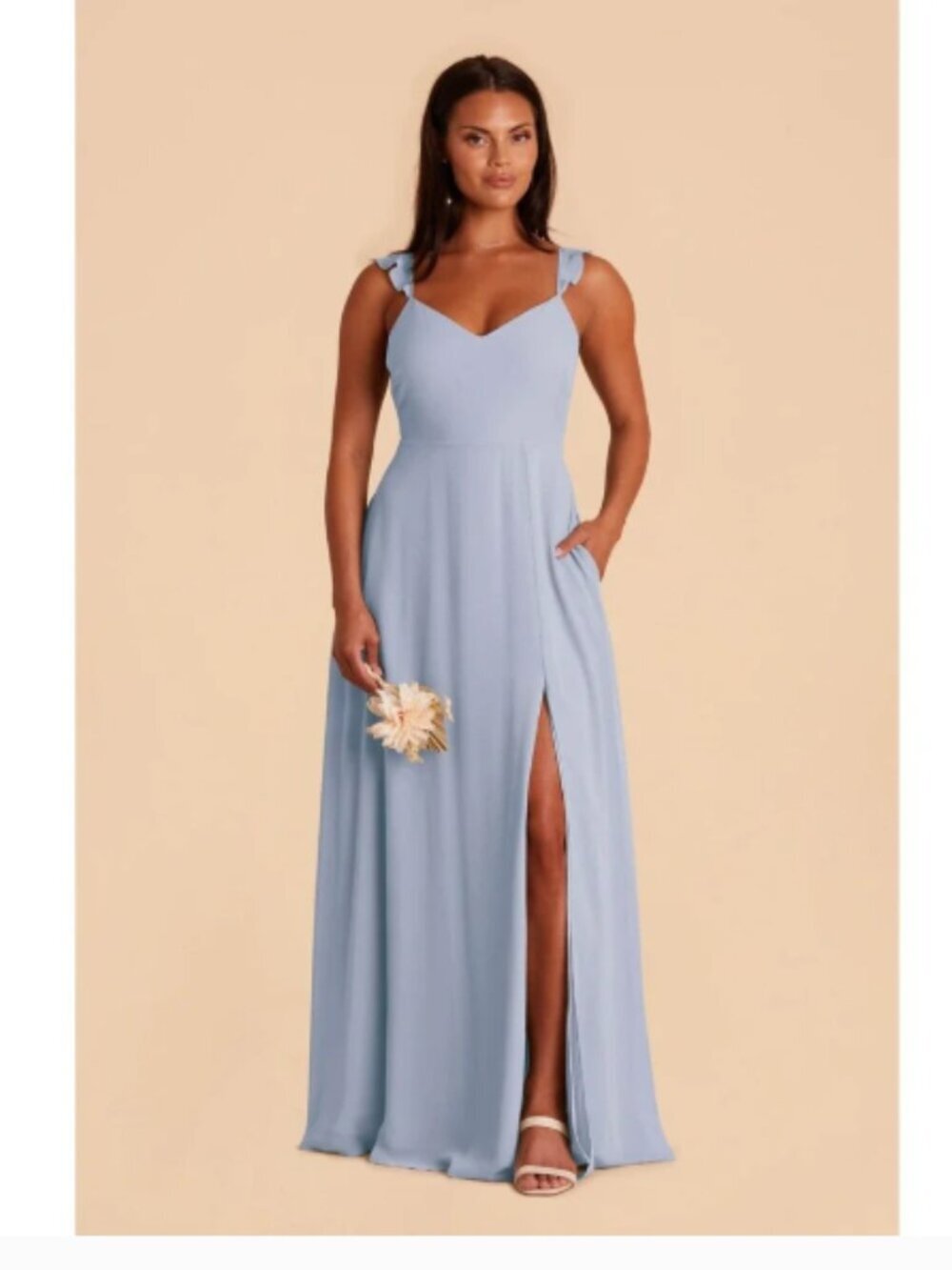 Birdy Grey Doris Chiffon Maxi Dress Dusty Blue Bridesmaid  XL